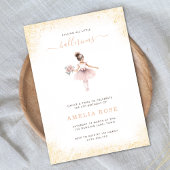 バレリーナバースデーパーティーピンク金ゴールドガールフローラ 招待状