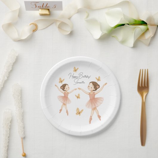 バレリーナバースデーパーティー紙プレート – ピンクパーティー ペーパープレート (ウェディング)