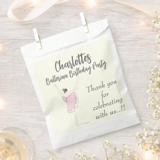 バレリーナバースデーパーティー フェイバーバッグ (クリップ留めされた状態)