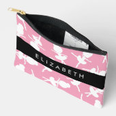 バレリーナパターン，バレエの女の子，ダンス，あなたの名前 アクセサリーポーチ (見開き)