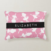 バレリーナパターン，バレエの女の子，ダンス，あなたの名前 アクセントクッション (正面)