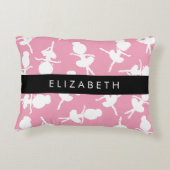 バレリーナパターン，バレエの女の子，ダンス，あなたの名前 アクセントクッション (裏面)