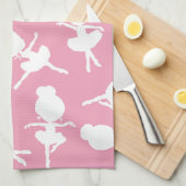 バレリーナパターン，バレエの女の子，ダンス，あなたの名前 キッチンタオル (四つ折り)