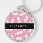 バレリーナパターン，バレエの女の子，ダンス，あなたの名前 キーホルダー (正面)