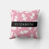 バレリーナパターン，バレエの女の子，ダンス，あなたの名前 クッション (裏面)