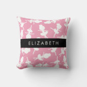 バレリーナパターン，バレエの女の子，ダンス，あなたの名前 クッション (正面)