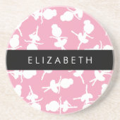 バレリーナパターン,バレエの女の子,ダンス,あなたの名前 コースター (正面)