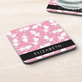 バレリーナパターン,バレエの女の子,ダンス,あなたの名前 コースター (左側)