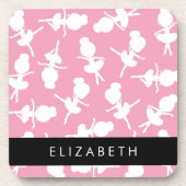 バレリーナパターン,バレエの女の子,ダンス,あなたの名前 コースター (正面)