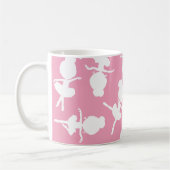 バレリーナパターン，バレエの女の子，ダンス，あなたの名前 コーヒーマグカップ (左)