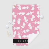 バレリーナパターン，バレエの女の子，ダンス，あなたの名前 ゴルフタオル (インサイチュ)