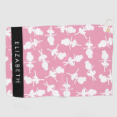 バレリーナパターン，バレエの女の子，ダンス，あなたの名前 ゴルフタオル (横)