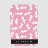 バレリーナパターン，バレエの女の子，ダンス，あなたの名前 ゴルフタオル (正面)