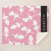 バレリーナパターン，バレエの女の子，ダンス，あなたの名前 シェルパブランケット (正面(横))