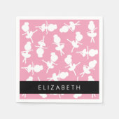 バレリーナパターン,バレエの女の子,ダンス,あなたの名前 スタンダードカクテルナプキン (正面)