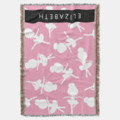 バレリーナパターン，バレエの女の子，ダンス，あなたの名前 スローブランケット (正面縦)