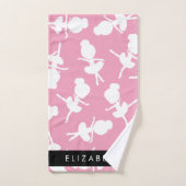 バレリーナパターン，バレエの女の子，ダンス，あなたの名前 バスタオルセット (ハンドタオル)