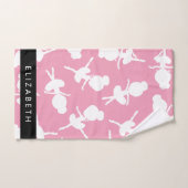 バレリーナパターン，バレエの女の子，ダンス，あなたの名前 バスタオルセット (ハンドタオル)