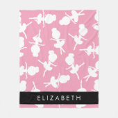 バレリーナパターン，バレエの女の子，ダンス，あなたの名前 フリースブランケット (正面)