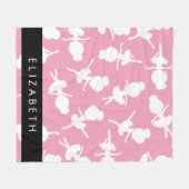 バレリーナパターン，バレエの女の子，ダンス，あなたの名前 フリースブランケット (正面(横))