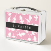 バレリーナパターン，バレエの女の子，ダンス，あなたの名前 メタルランチボックス (正面)