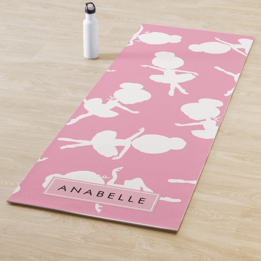 バレリーナパターン,バレエの女の子,ダンス,あなたの名前 ヨガマット (インサイチュ)