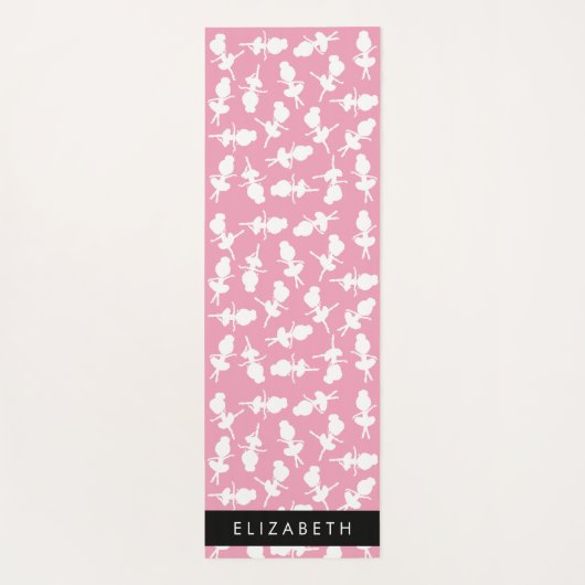 バレリーナパターン，バレエの女の子，ダンス，あなたの名前 ヨガマット (裏面)