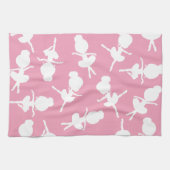 バレリーナパターン、バレエの女の子、バレエダンス キッチンタオル (横)