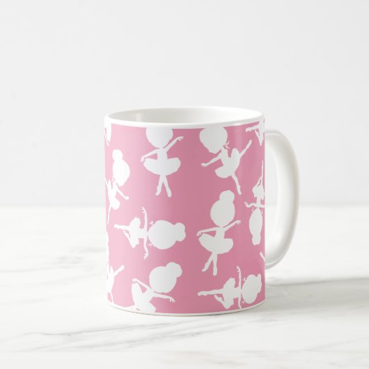 バレリーナパターン、バレエの女の子、バレエダンス コーヒーマグカップ (正面右)