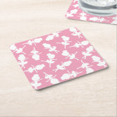 バレリーナパターン、バレエの女の子、バレエダンス スクエアペーパーコースター (アングル)