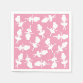 バレリーナパターン、バレエの女の子、バレエダンス スタンダードカクテルナプキン (正面)