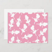 バレリーナパターン、バレエの女の子、バレエダンス ポストカード (正面/裏面)