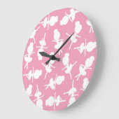 バレリーナパターン、バレエの女の子、バレエダンス ラージ壁時計 (傾斜)