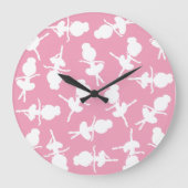 バレリーナパターン、バレエの女の子、バレエダンス ラージ壁時計 (正面)