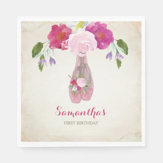 バレリーナパーティーナプキンシャビーシックフローラ スタンダードランチョンナプキン (正面)