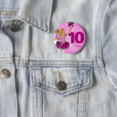 バレリーナパープルピンクブロンド女の子の誕生日ボタン 缶バッジ (インサイチュ)