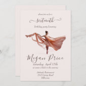 バレリーナピンクとブラウン、16歳の誕生日 招待状 (正面/裏面)