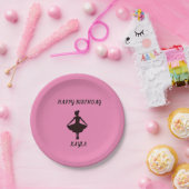バレリーナピンクのハッピーバースデープレートの名前。 ペーパープレート (パーティー)
