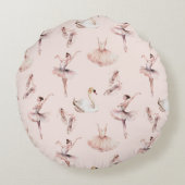 バレリーナピンクのバレエシューズ 名前入れ ラウンドクッション (裏面)