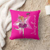 バレリーナピンクの女の子の赤い髪の子供"名前付き"枕 クッション (ブランケット)