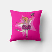 バレリーナピンクの女の子の赤い髪の子供"名前付き"枕 クッション (裏面)