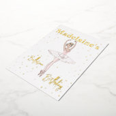 バレリーナピンクトゥトゥガールズバースデーパーティー 箔招待状 (回転した状態)