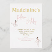 バレリーナピンクトゥトゥガールズバースデーパーティー 箔招待状 (裏面)