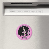 バレリーナピンクドレスとハートブラック背景 マグネット (インサイチュ (食洗機))