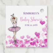 バレリーナピンクドレスとハートベビーシャワー フェイバータグ (裏面)