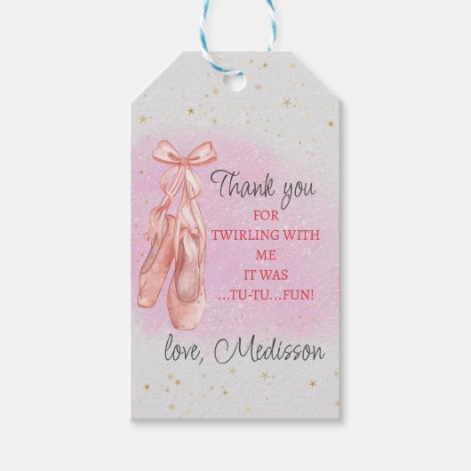 バレリーナピンクバレエのスリッパ好き ギフトタグ (正面)