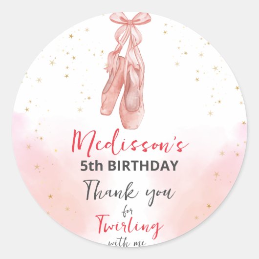 バレリーナピンクバレエのスリッパ好き ラウンドシール (正面)