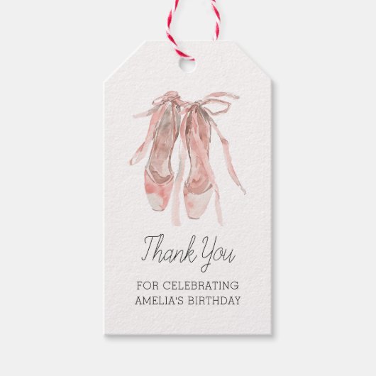 バレリーナピンクバレエシューズありがとう誕生日 ギフトタグ (正面)