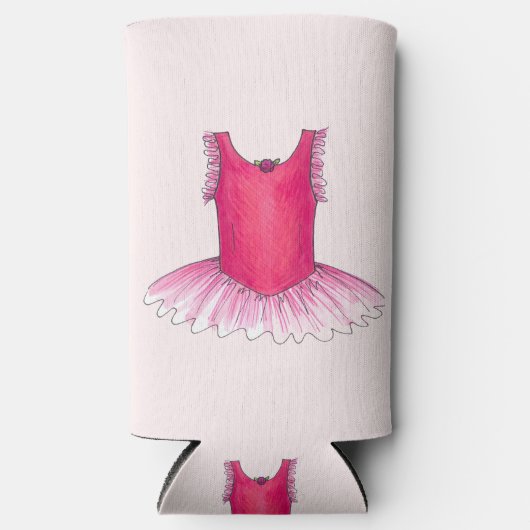 バレリーナピンクバレエダンスリサイタルツチュコスチューム スリム缶クーラー (正面)
