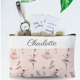 バレリーナピンクバレエパーソナライズされたシューズ名 アクセサリーポーチ